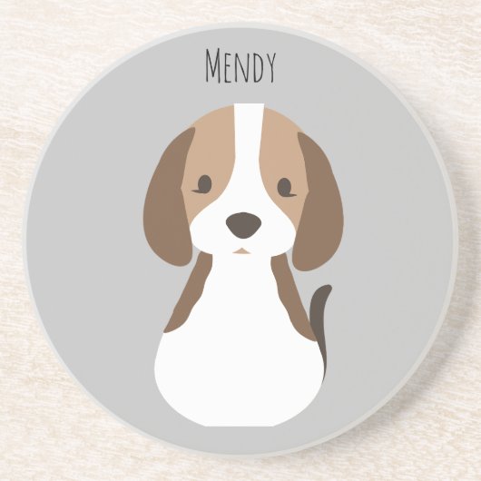 Schattige grijs hondenpatroon zandsteen onderzetter (Voorkant)