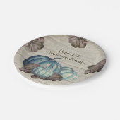 Schattige grijs hout herfst Herfst blauw pompoen p Papieren Bordje (Gekanteld)