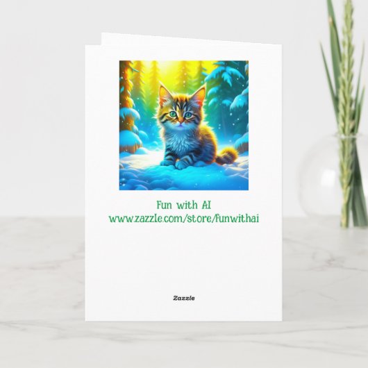 Schattige grijs kerstkitten vakantie zegeningen kaart (Achterkant)