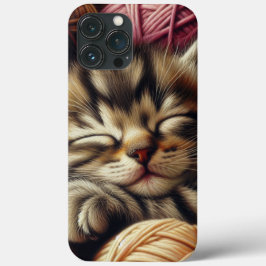Schattige Grijs Kitten Napping in Balls of Yarn Case-Mate iPhone Case