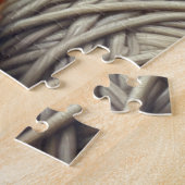 Schattige Grijs Kitten Napping in Balls of Yarn Legpuzzel (Zijkant)