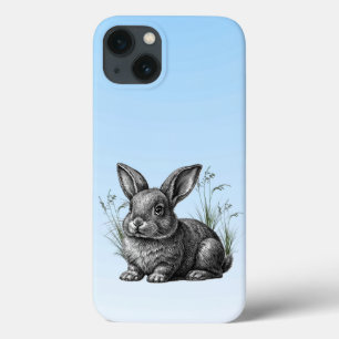 Schattige grijs konijn tegen een blauwe lucht Case-Mate iPhone case