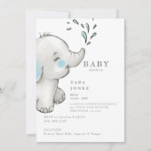 Schattige grijs olifant Baby shower Kaart (Voorkant)
