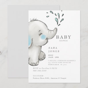 Schattige grijs olifant Baby shower Kaart