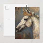 Schattige grijs paard in een kroon en bloemen briefkaart (Voorkant / Achterkant)