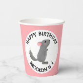 Schattige grijs roze chinchilla gepersonaliseerde  papieren bekers (Achterkant)
