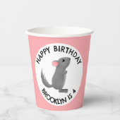 Schattige grijs roze chinchilla gepersonaliseerde  papieren bekers (Voorkant)