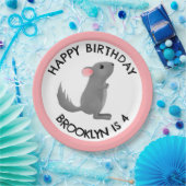 Schattige grijs roze chinchilla gepersonaliseerde  papieren bordje (Feest)