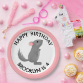 Schattige grijs roze chinchilla gepersonaliseerde  papieren bordje (Feest)
