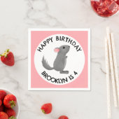 Schattige grijs roze chinchilla gepersonaliseerde  servet (Insitu)