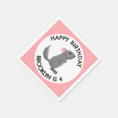 Schattige grijs roze chinchilla gepersonaliseerde  servet (Hoek)