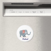 Schattige  Grijs roze Olifant Magneet (Insitu (Vaatwasser))