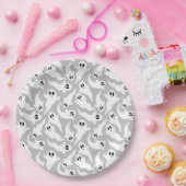 Schattige grijs spook halloween patroon papieren bordje (Feest)