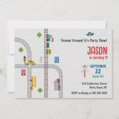 Schattige grijs stadsverkeer jongens verjaardagsui kaart (Voorkant)