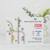 Schattige grijs stadsverkeer jongens verjaardagsui kaart (Staand voorkant)