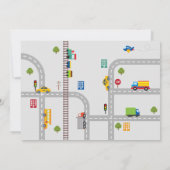 Schattige grijs stadsverkeer jongens verjaardagsui kaart (Achterkant)