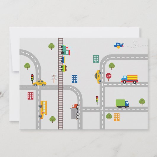 Schattige grijs stadsverkeer jongens verjaardagsui kaart (Achterkant)