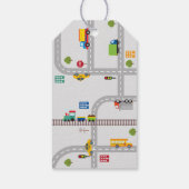 Schattige grijs stadsverkeer Kind verjaardagsfeest Cadeaulabel (Achterkant)