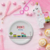 Schattige grijs stadsverkeer Kind verjaardagsfeest Papieren Bordje (Feest)