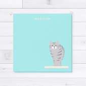 Schattige Grijs Tabby Kat Blauw Notities met Naam Post-it® Notes