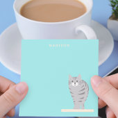 Schattige Grijs Tabby Kat Blauw Notities met Naam Post-it® Notes