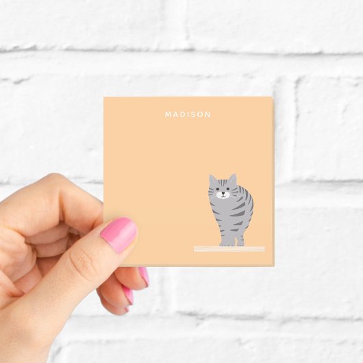 Schattige Grijs Tabby Kat Sinaasappel Notities met Post-it® Notes