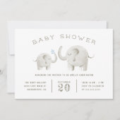 Schattige grijs Waterverf olifant Baby shower Kaart (Voorkant)