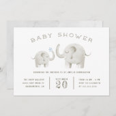 Schattige grijs Waterverf olifant Baby shower Kaart (Voorkant / Achterkant)