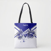 Schattige grijs, wit en blauw cheerleader ontwerp tote bag (Voorkant)