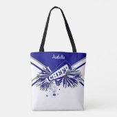 Schattige grijs, wit en blauw cheerleader ontwerp tote bag (Achterkant)