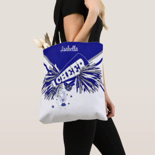 Schattige grijs, wit en blauw cheerleader ontwerp  tote bag