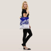 Schattige grijs, wit en blauw cheerleader ontwerp tote bag (Op model)