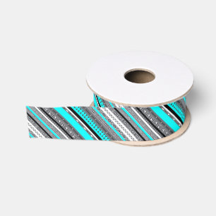 Schattige grijze aqua azteekse patronen grosgrain lint