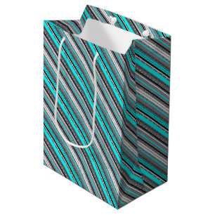 Schattige grijze aqua azteekse patronen medium cadeauzakje
