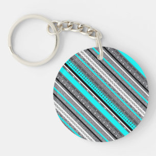 Schattige grijze aqua azteekse patronen sleutelhanger