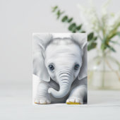Schattige Grijze Baby Olifant Briefkaart (Staand voorkant)