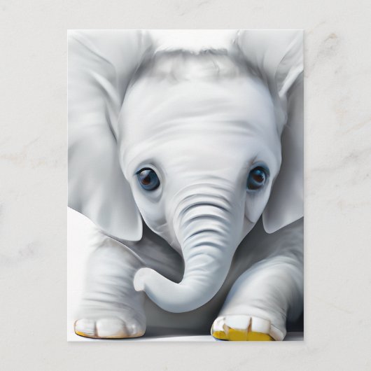 Schattige Grijze Baby Olifant Briefkaart (Voorkant)