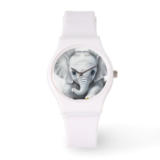 Schattige Grijze Baby Olifant Horloge (Voorkant)