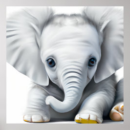 Schattige Grijze Baby Olifant Poster