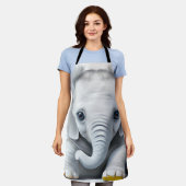 Schattige Grijze Baby Olifant Schort (Gedragen)