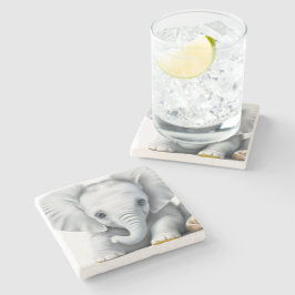 Schattige Grijze Baby Olifant Stenen Onderzetter