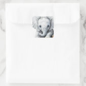 Schattige Grijze Baby Olifant Vierkante Sticker (Tas)