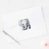 Schattige Grijze Baby Olifant Vierkante Sticker (Envelop)