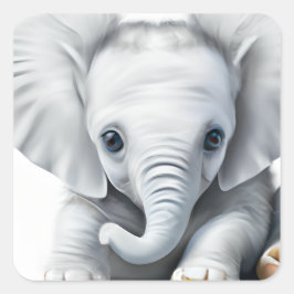 Schattige Grijze Baby Olifant Vierkante Sticker