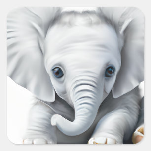 Schattige Grijze Baby Olifant Vierkante Sticker
