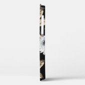 schattige grijze bloemen met bruin bladpatroon op Case-Mate iPhone case (Achterkant / Links)