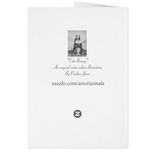 schattige grijze Bunny glimlachend met bloemen lie (Achterkant)