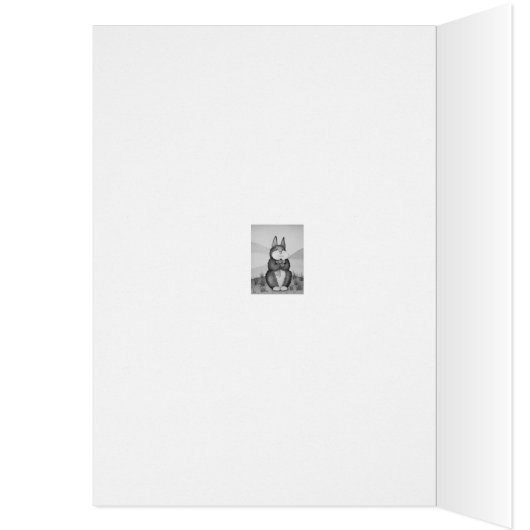 schattige grijze Bunny glimlachend met bloemen lie (Binnen (Links))