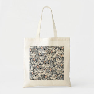 Schattige Grijze Chinchilla's Knus Dierenpatroon Tote Bag