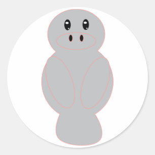 Schattige Grijze Doejong Cartoon – Schattig Minima Ronde Sticker